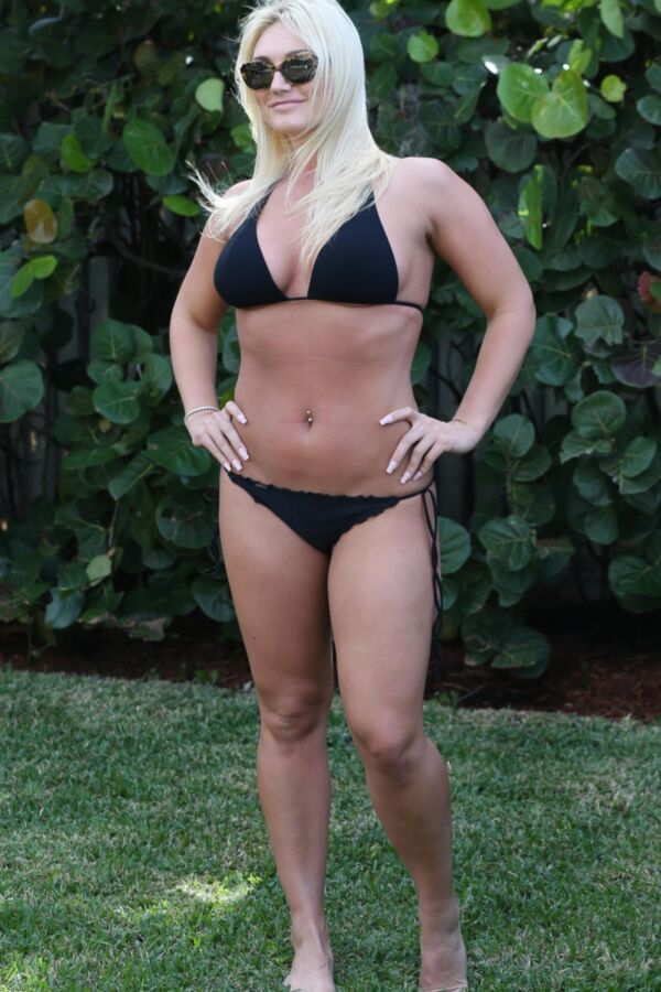Free porn pics of Brooke Hogan - Busty Babe in Tiny Black Bikini Poolside in Miami 4 of 65 pics