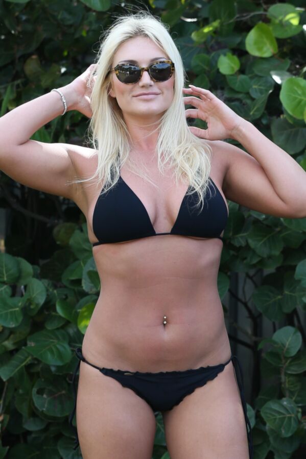 Free porn pics of Brooke Hogan - Busty Babe in Tiny Black Bikini Poolside in Miami 13 of 65 pics