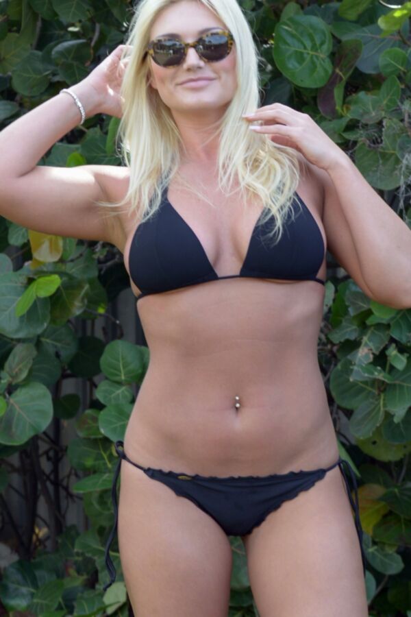 Free porn pics of Brooke Hogan - Busty Babe in Tiny Black Bikini Poolside in Miami 12 of 65 pics