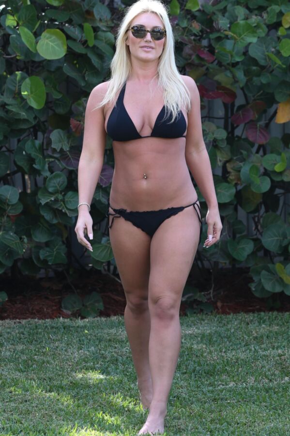 Free porn pics of Brooke Hogan - Busty Babe in Tiny Black Bikini Poolside in Miami 6 of 65 pics