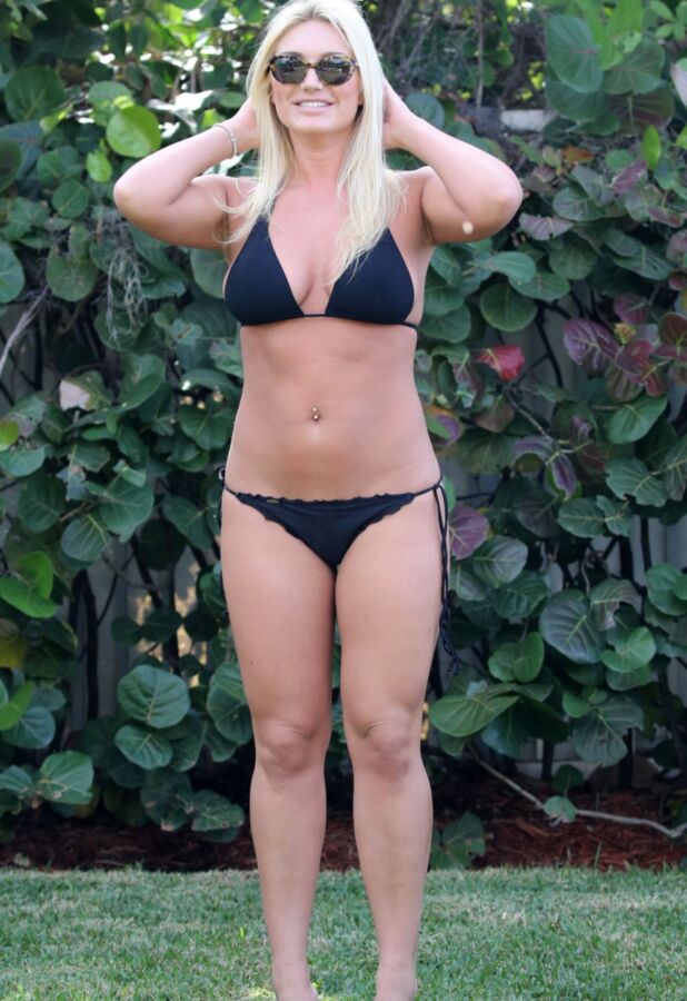 Free porn pics of Brooke Hogan - Busty Babe in Tiny Black Bikini Poolside in Miami 18 of 65 pics