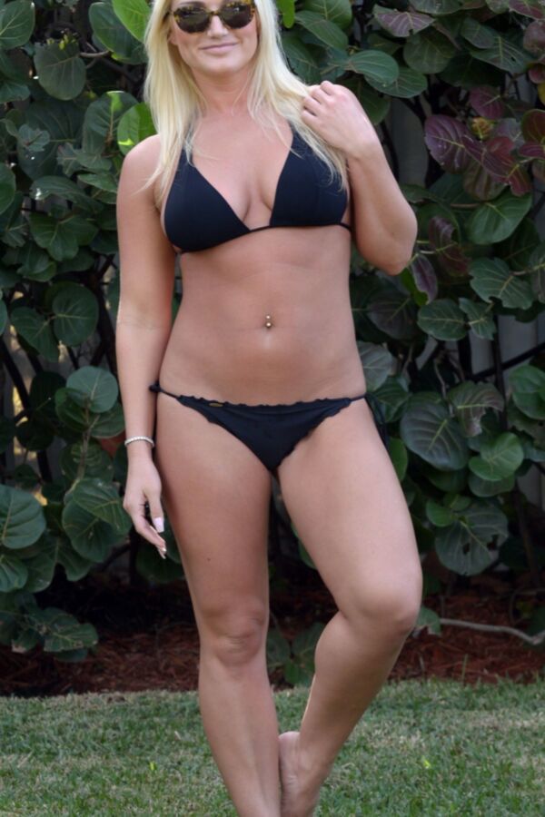 Free porn pics of Brooke Hogan - Busty Babe in Tiny Black Bikini Poolside in Miami 15 of 65 pics