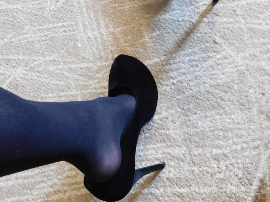 Free porn pics of My hot velvet heels and stockings 7 of 28 pics