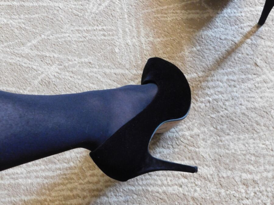 Free porn pics of My hot velvet heels and stockings 8 of 28 pics