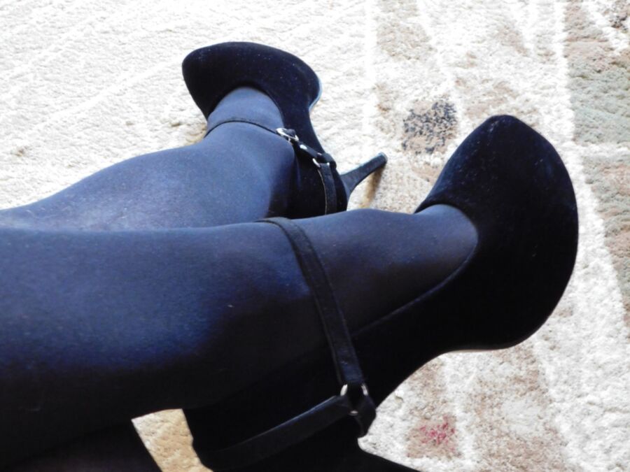 Free porn pics of My hot velvet heels and stockings 20 of 28 pics