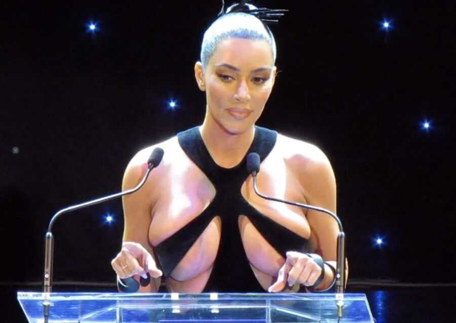 Free porn pics of Kim Kardashian- Style Icon almost Topless in Boob Exposing Dress 15 of 63 pics