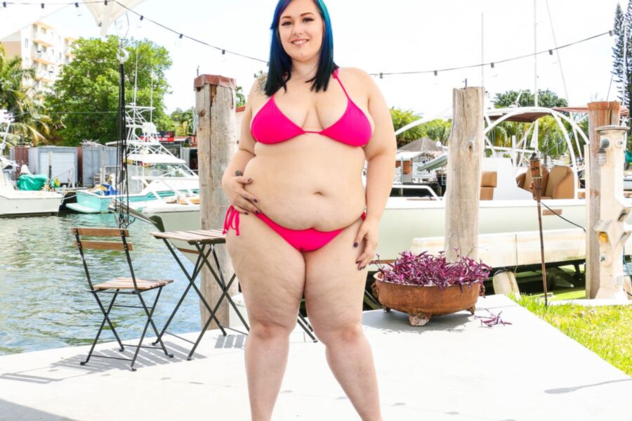 Free porn pics of Alexxxis Allure - pink bikini blue hair pawg poolside strip 4 of 290 pics