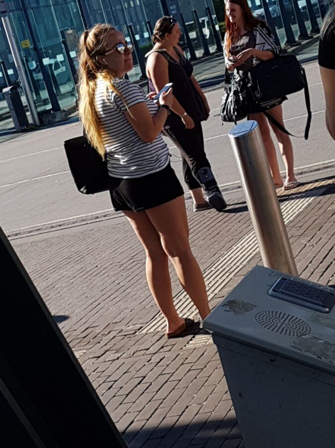 Free porn pics of Blonde in short black shorts and birckenstocks waiting  2 of 17 pics