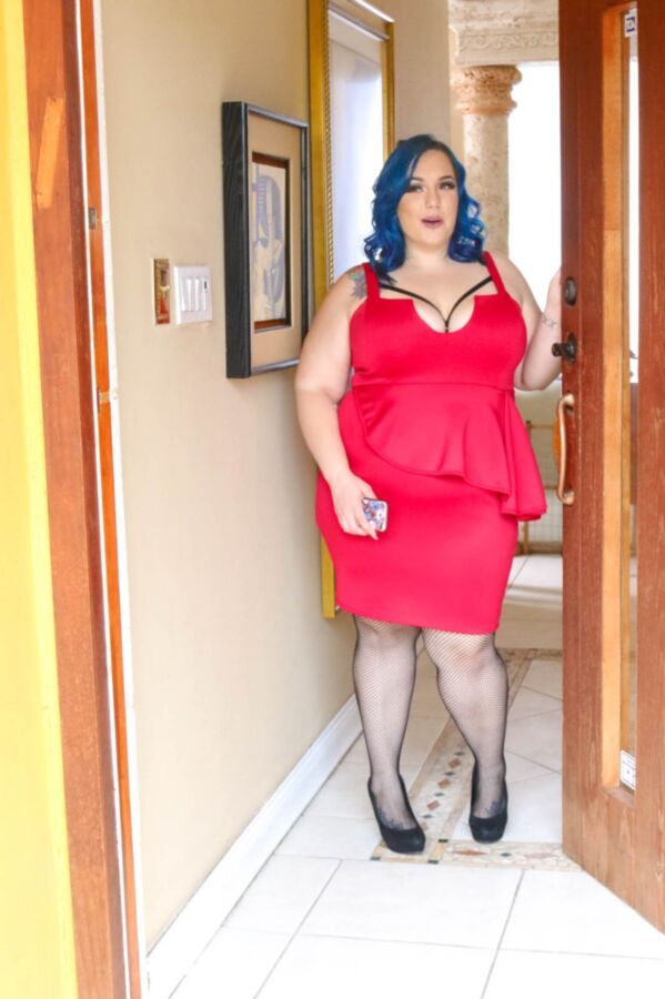Free porn pics of Alexxxis Allure - red dress blue hair naughty bbw home show 10 of 347 pics
