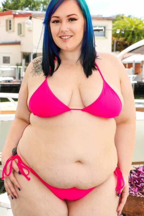 Free porn pics of Alexxxis Allure - pink bikini blue hair pawg poolside strip 2 of 290 pics