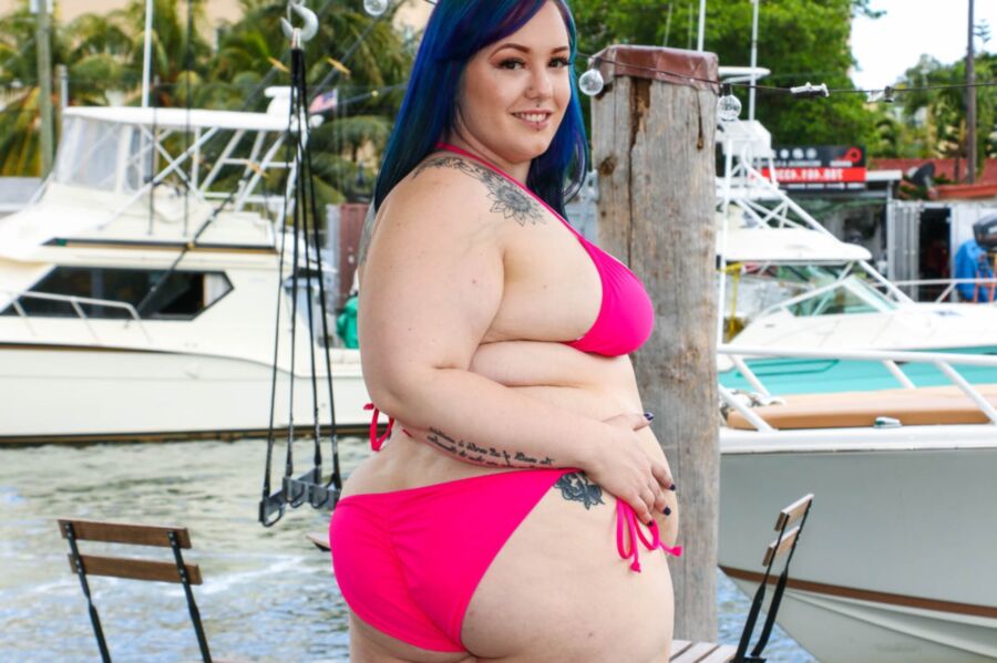 Free porn pics of Alexxxis Allure - pink bikini blue hair pawg poolside strip 18 of 290 pics