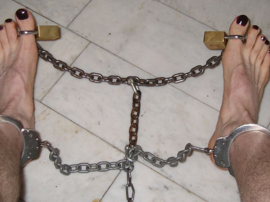 Free porn pics of my sexy pedicured barefeet bound for BDSM session 12 of 19 pics