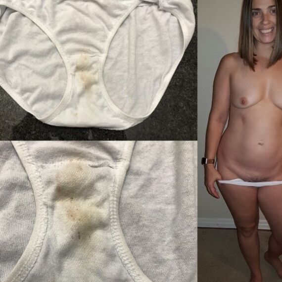 Free porn pics of Allison posing in and showing off piss-stained white panties  8 of 11 pics