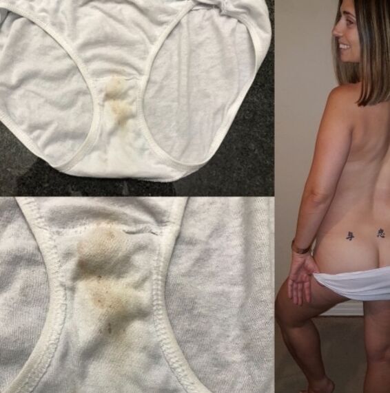 Free porn pics of Allison posing in and showing off piss-stained white panties  10 of 11 pics