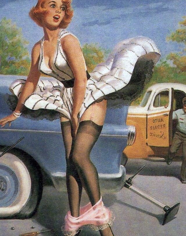 Free porn pics of Vintage Upskirt Art 5 of 10 pics