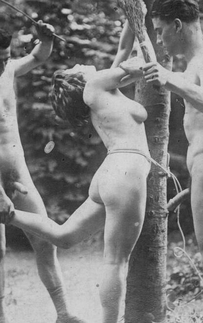 Spanking and Sex - Vintage outdoors threesome 3 of 6 pics