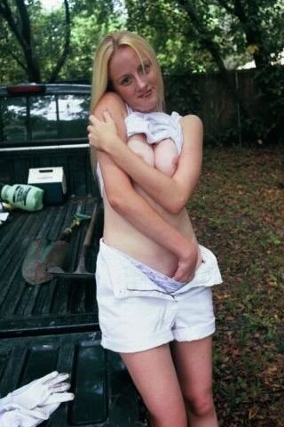 Spanking and Sex - Cute Blonde - outdoors and inside for sex 11 of 44 pics