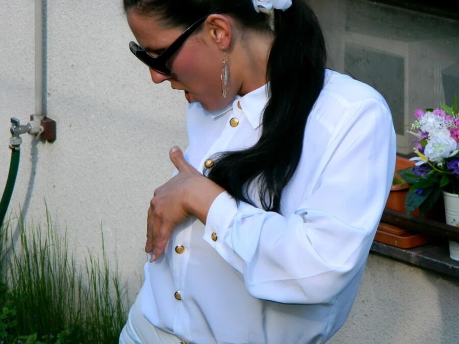 Valentina Ross pissing wearing satin blouse and sunglasses 10 of 60 pics