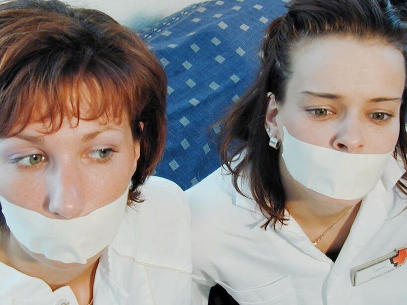 Two cute nurses tied up and gagged 12 of 75 pics