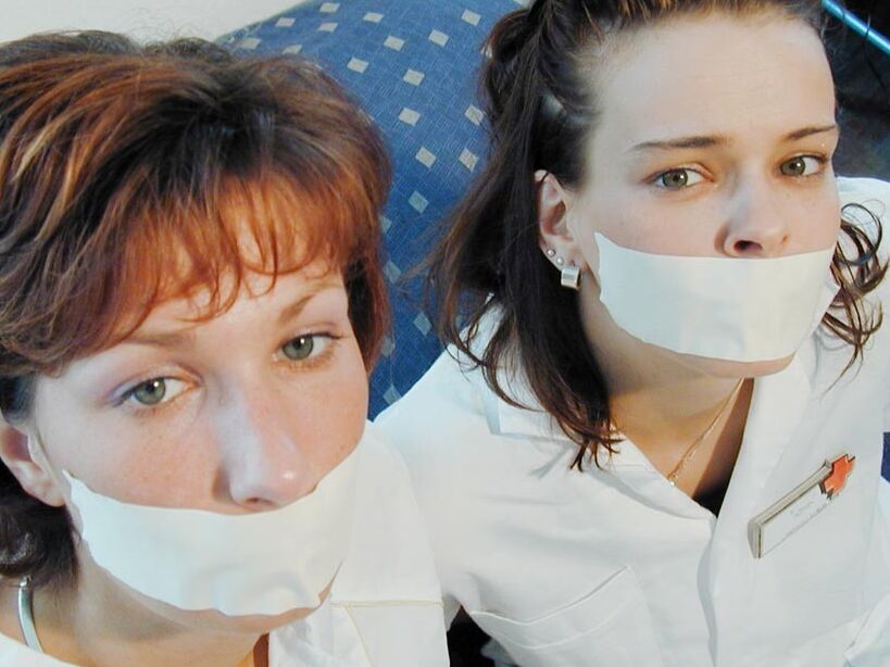 Two cute nurses tied up and gagged 11 of 75 pics