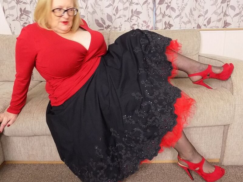 Mature Sally in red net skirt and granny pants 14 of 70 pics