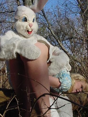 Spanking - Bunny man spanks girl in woods 18 of 57 pics