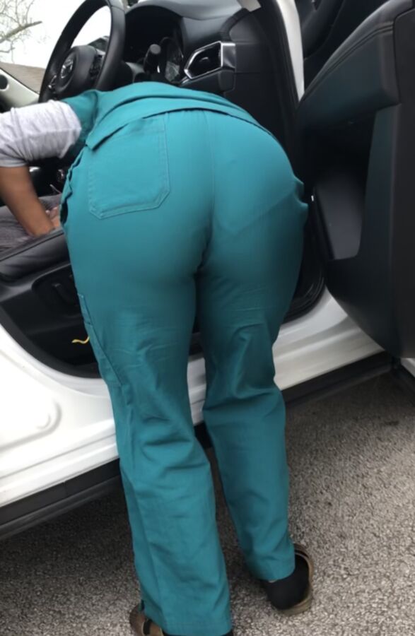 Friend of family in green scrubs with her cute tight ass 23 of 45 pics