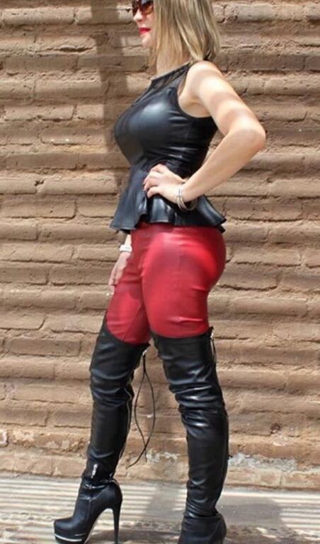 perfect mature in leather and boots 21 of 24 pics