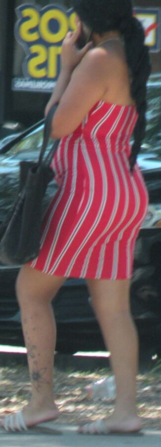 PREGGO HELLA thick black/mixed Hottie in Tight Red Dress..CUTE! 2 of 16 pics