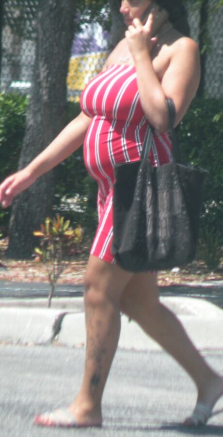 PREGGO HELLA thick black/mixed Hottie in Tight Red Dress..CUTE! 13 of 16 pics