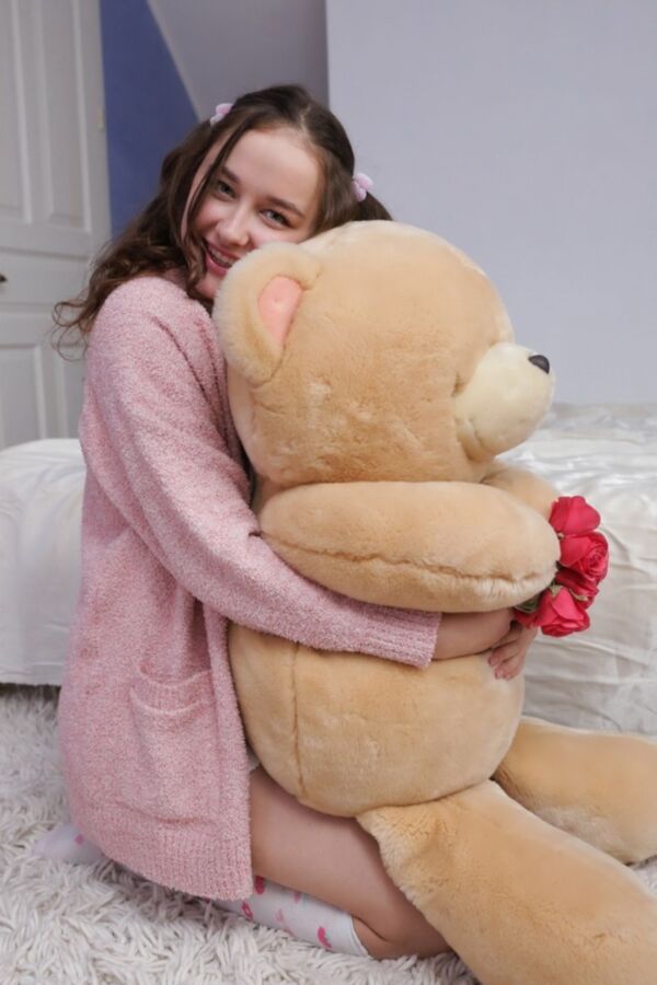 Young and big breasted Ulyana funny games with her teddy bear 12 of 200 pics