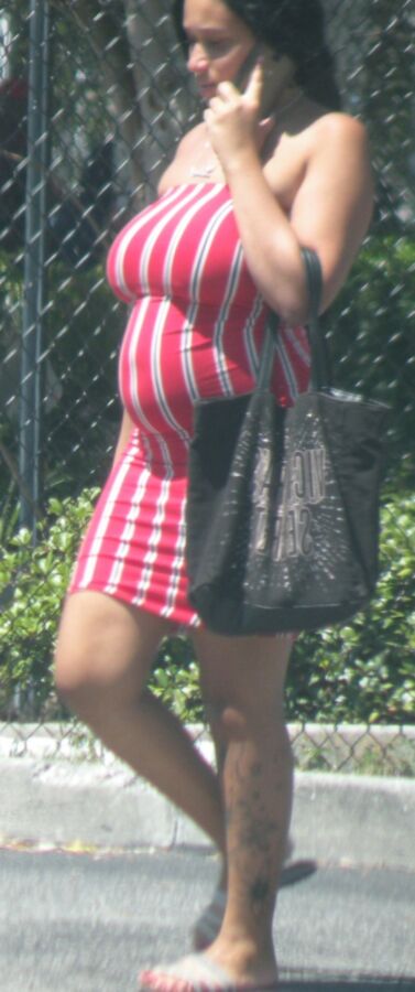 PREGGO HELLA thick black/mixed Hottie in Tight Red Dress..CUTE! 14 of 16 pics