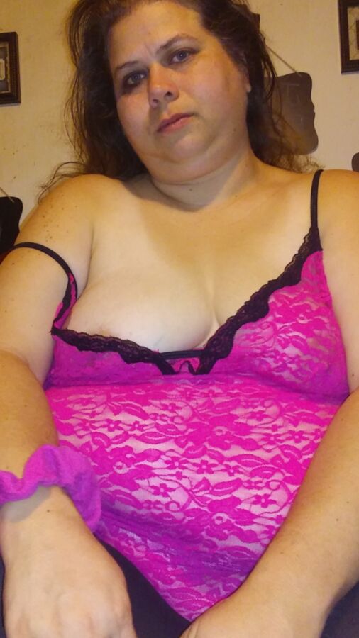 Wife In Pink Nighty With Black Thigh Highs On For You To Destroy 13 of 16 pics