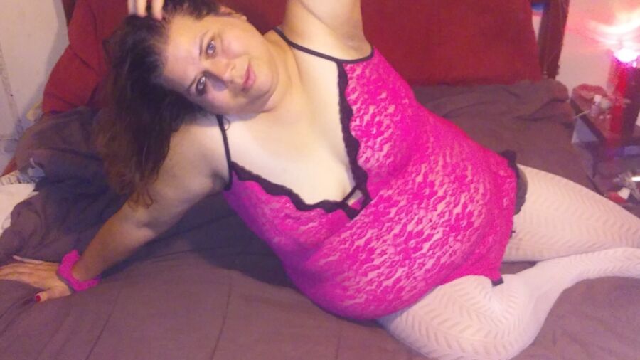 Wife Pink Nighty & Pantyhose For Your Comments & Destroying 3 of 16 pics