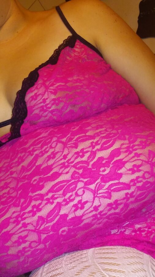 Wife Pink Nighty & Pantyhose For Your Comments & Destroying 2 of 16 pics