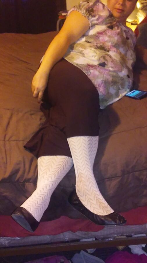 Wife Showing off Pantyhose,Pants & flats for You to Destroy 11 of 22 pics