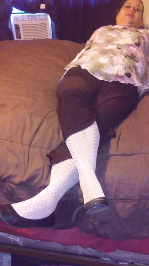 Wife Showing off Pantyhose,Pants & flats for You to Destroy 10 of 22 pics