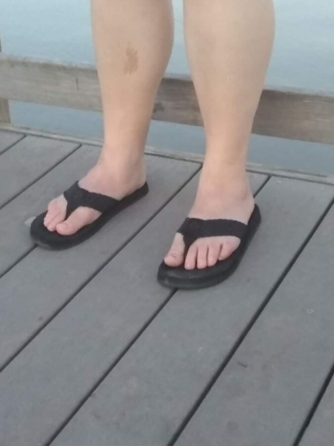 Wifes Feet In Flip Flops At Lake For Your Comments 1 of 7 pics