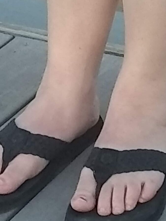 Wifes Feet In Flip Flops At Lake For Your Comments 7 of 7 pics