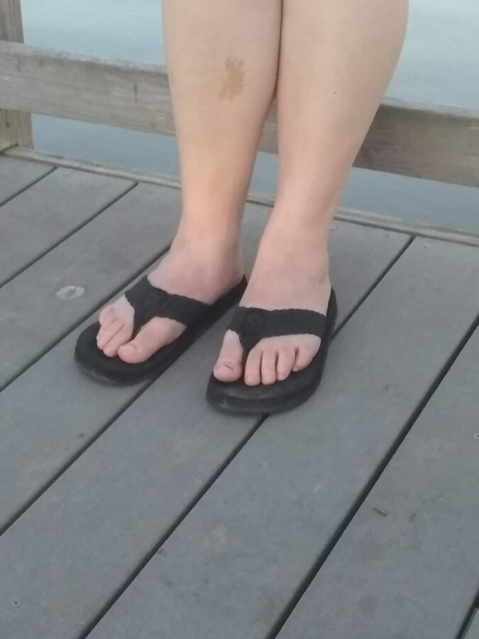 Wifes Feet In Flip Flops At Lake For Your Comments 2 of 7 pics