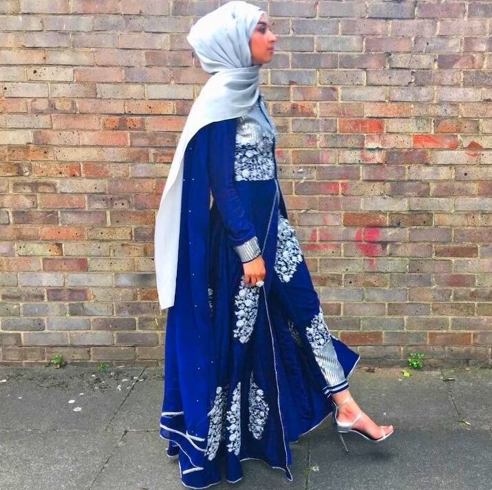 Blue and Silver Eid Abaya and Hijab 3 of 3 pics