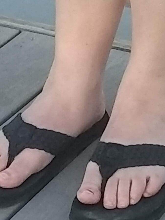 Wifes Feet In Flip Flops At Lake For Your Comments 6 of 7 pics