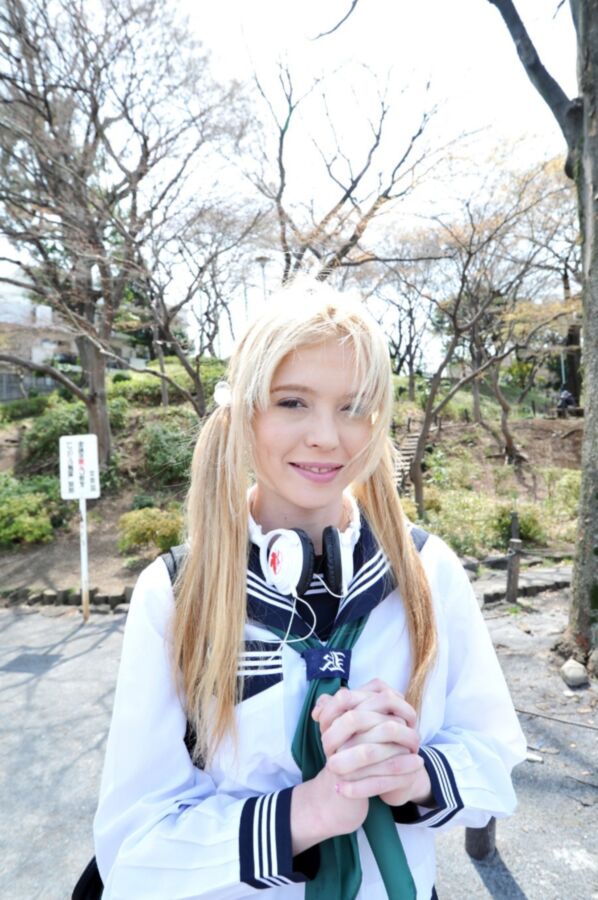 Uniform blonde asian outdoor