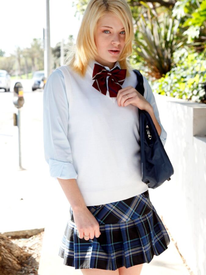 Asian blonde uniform panties
