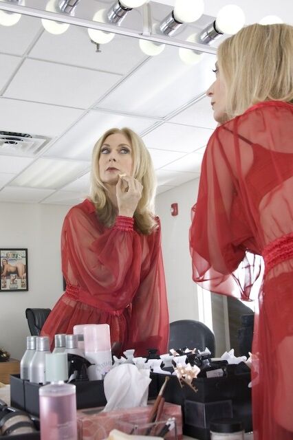 Nina Hartley - In the Dressing Room, Wearing Red 2 of 174 pics