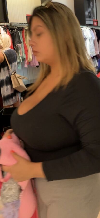 MASSIVELY BUSTY Latina Candid in Mall Lingerie Store 11 of 16 pics