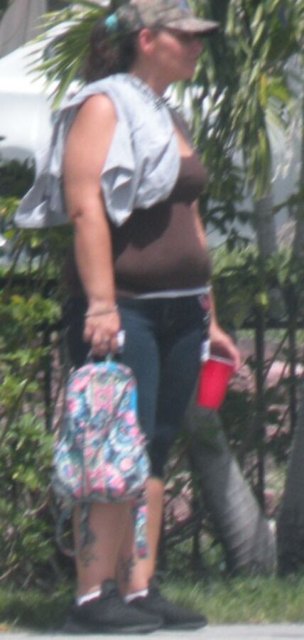 FL stuffed chubby hottie waiting for bus BELLY OVERHANG & HOT! 13 of 28 pics
