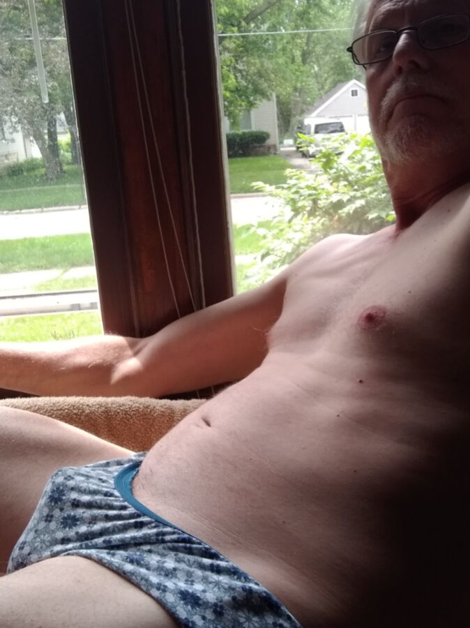 sissy faggot me, exposed by window in panties and naked 1 of 4 pics