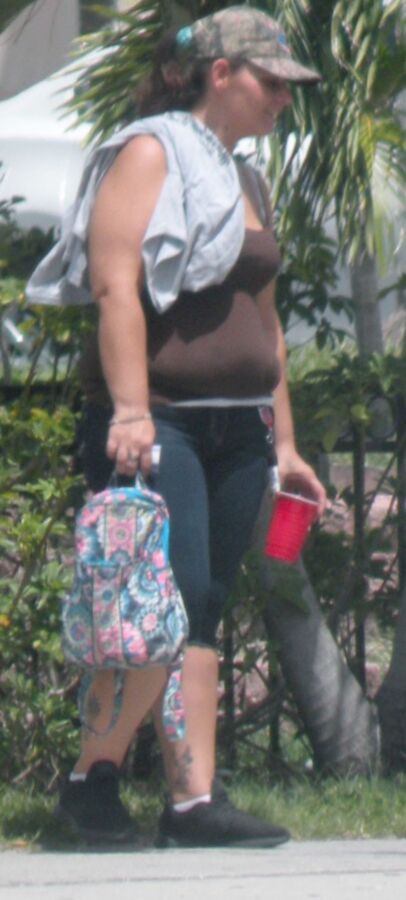 FL stuffed chubby hottie waiting for bus BELLY OVERHANG & HOT! 12 of 28 pics