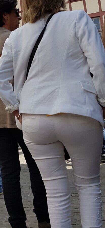 VTL - Mature White Thong White Trousers 12 of 14 pics